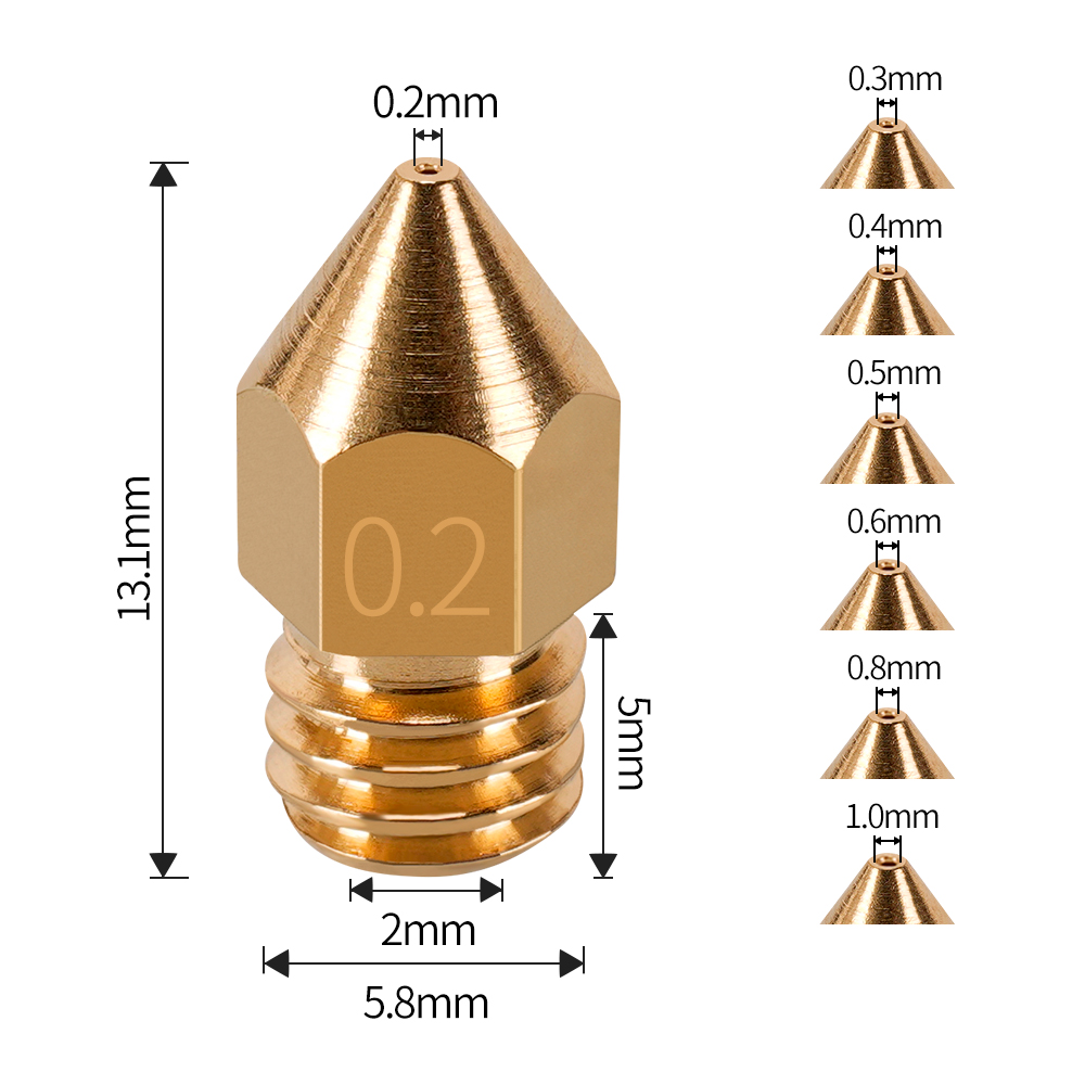 MK7 MK8 Nozzle 0.4mm 0.3mm 0.2 - đánh giá và giá 3D Printer Nozzle Brass