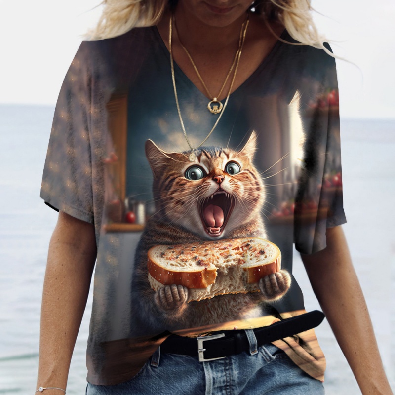 Fun Cat Food Pattern T Shirt F - đánh giá và giá 3D Printing Food