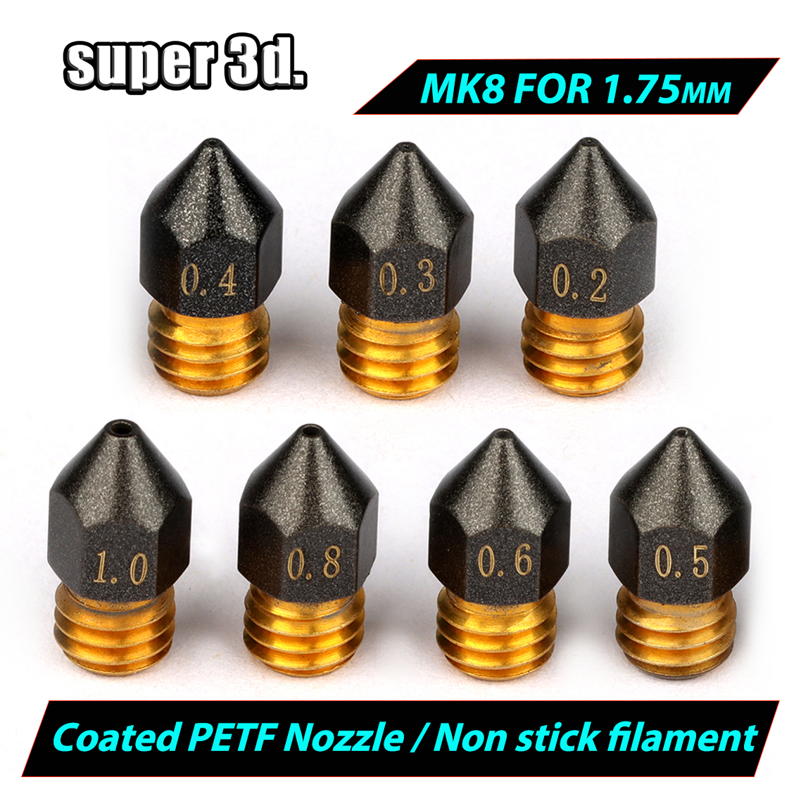 3D Printer MK8 Brass PTFE Nozz - đánh giá và giá 3D Printer Nozzle Brass